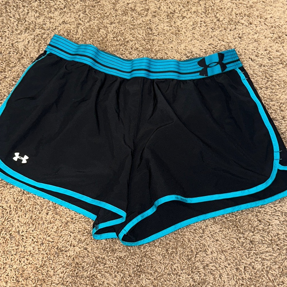 Black and teal/bright blue under armour shorts